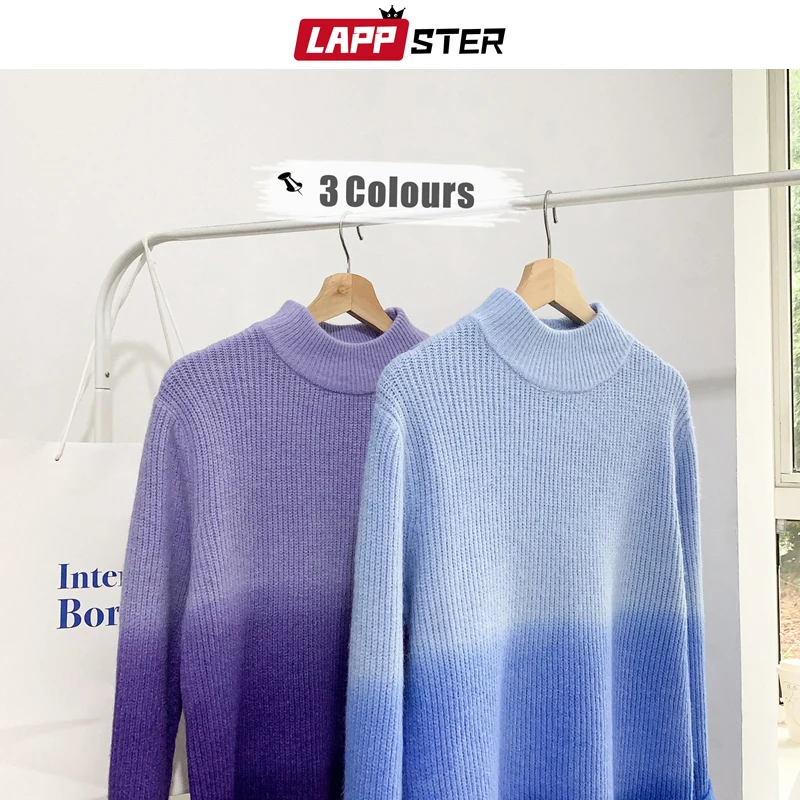 LAPPSTER Мужской Свитер оверсайз с галстуком-краской для 2020 зимний цветной свитер