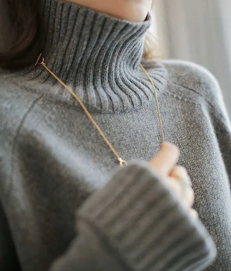 

2020 Turtleneck Pure Wool Sweater Woman Loose Large Size Autumn and Winter Thick Pullover Sweater Cashmere Sweater Tide