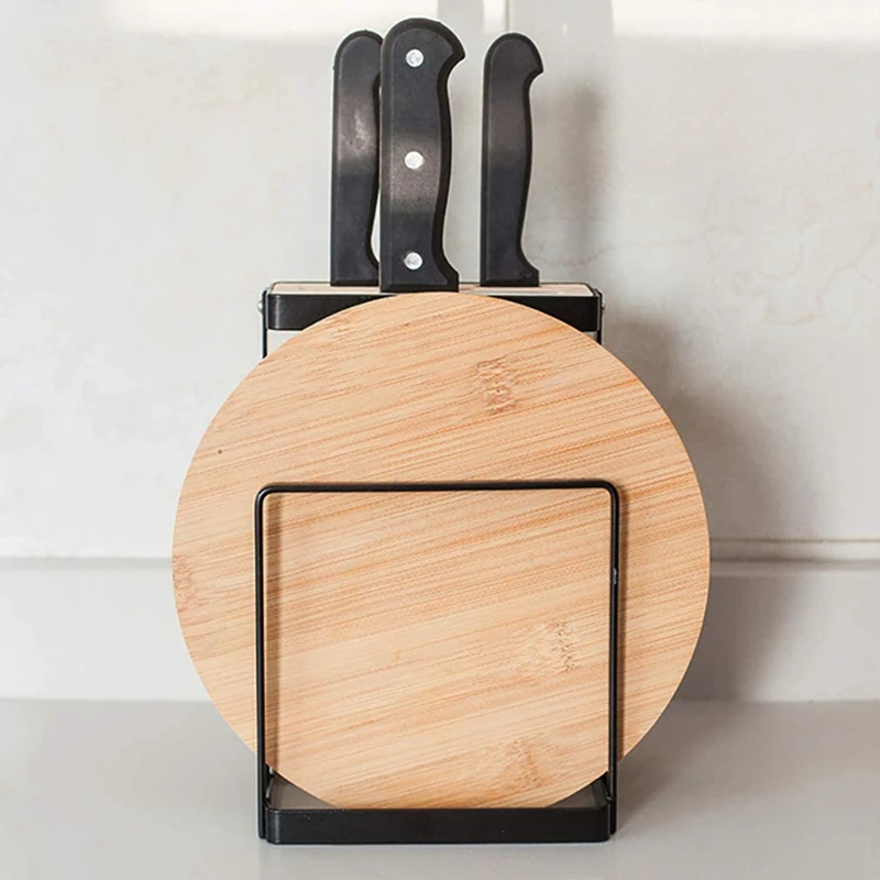 

Quality Household Carbon Steel Knife Cutting Board Rack Multi-Function Pot Cover Knife Holder Storage Rack