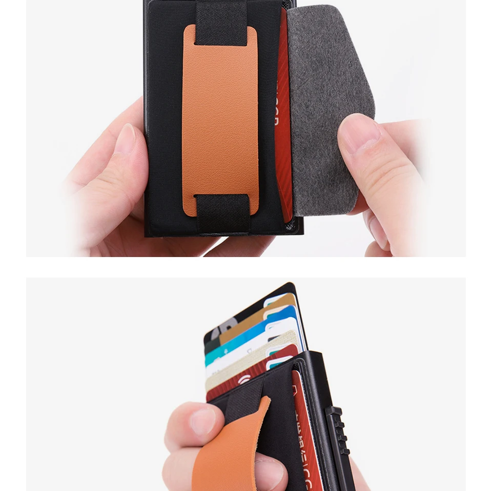 RFID смарт-кошелек держатель кредитной карты металлический тонкий мужской кошелек пройти секретный всплывающий минималистичный кошелек маленький черный кошелек