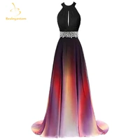 bealegantom halter gradient blue red chiffon evening dresses 2022 with sequin long ombre formal prom party gown for women qa1588