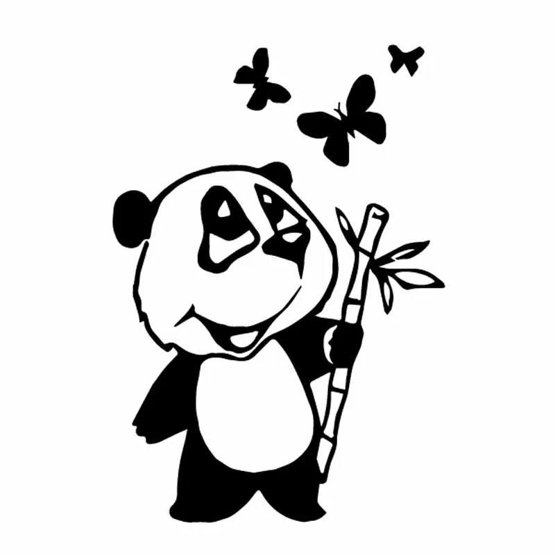 

Car Sticker Panda Butterfly with Banner TEDDY STEAM PVC Decal In Black/silver 10.5cm * 15.1cm