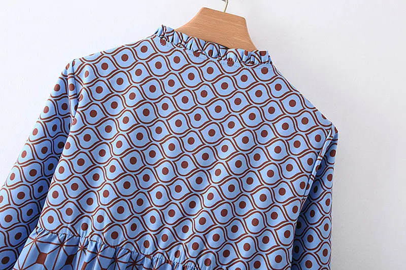 Женское винтажное длинное платье в стиле бохо с геометрическим принтом