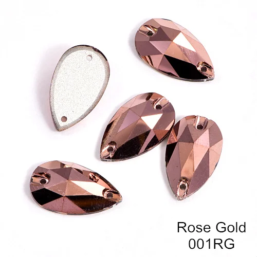 Rose Gold 24 шт./лот AAAAA качество каплевидные стеклянные стразы блеск пришить стразы Красочные стразы для шитья свадебное платье B3408 - Color: Rose Gold