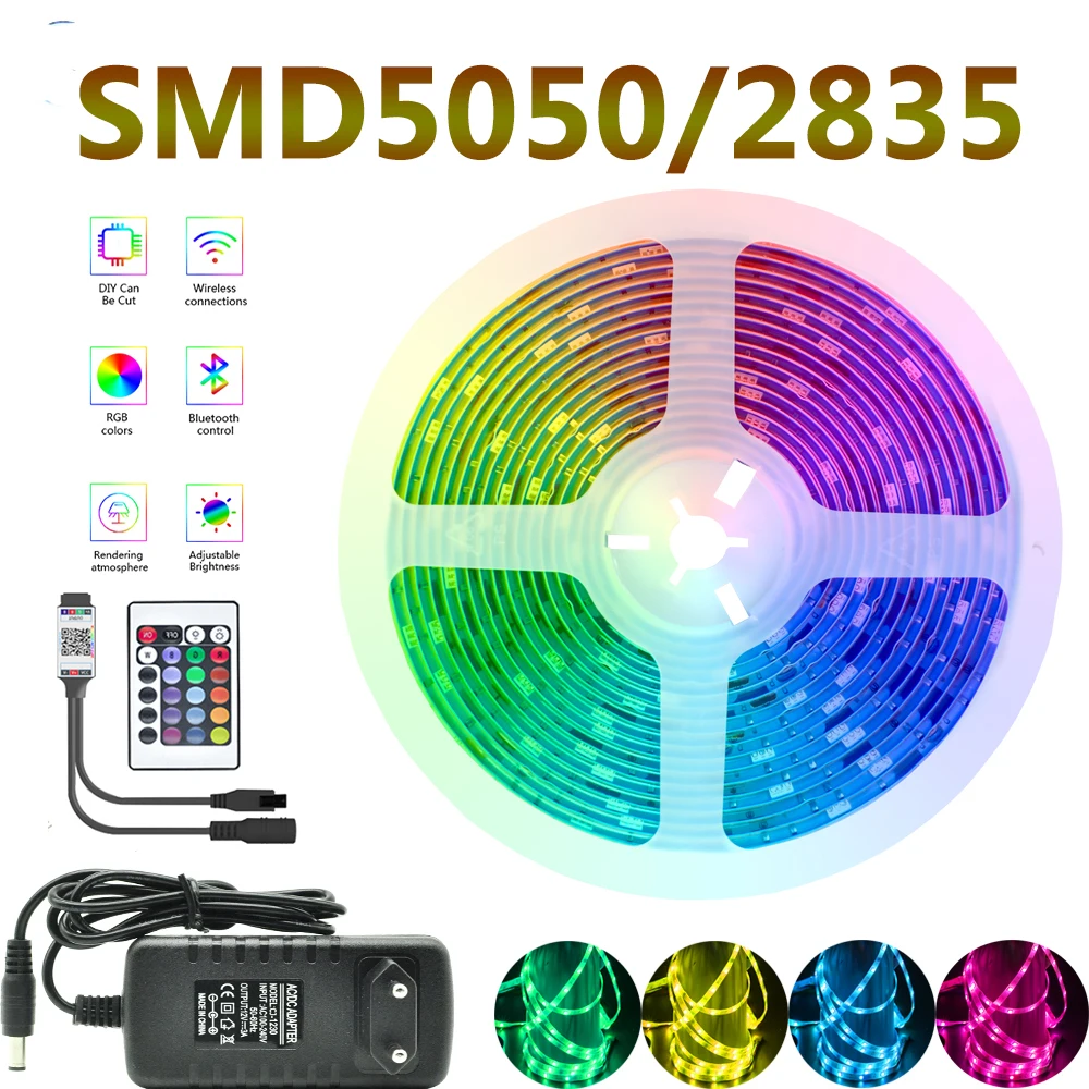 

LED Light Strip Lights Waterproof Bluetooth Control WIFI RGB 5050 Lighting Remote Ribbon 5M 10M 20M String Tape Diode Background
