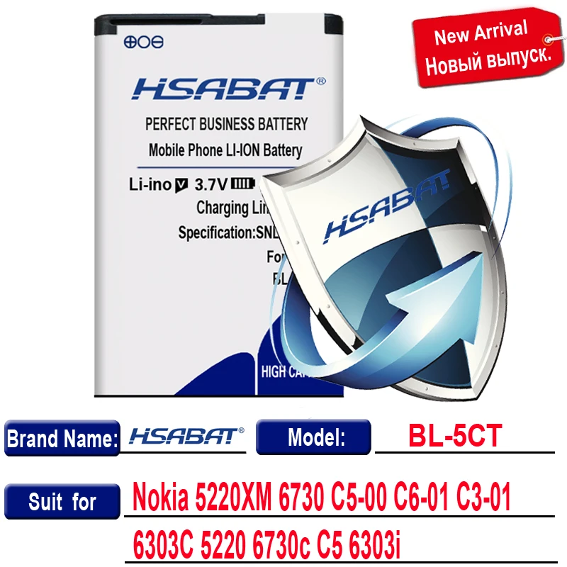 HSABAT 3400mAh BL 5CT батарея для Nokia 5220XM 6730 C5 00 C6 01 6303C 5220 6730c 6303i|battery for|battery for nokianokia battery bl-5ct |