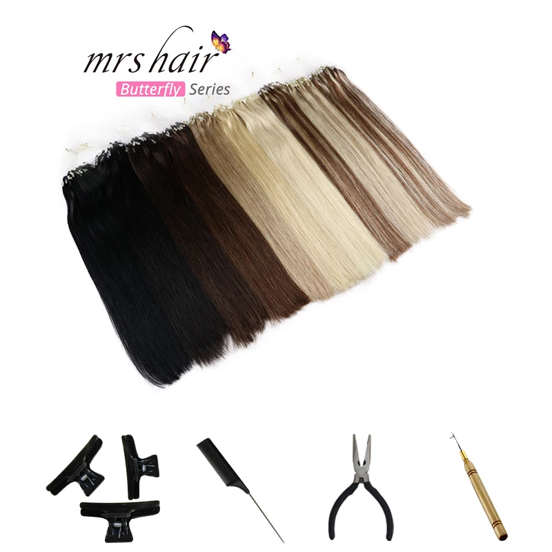 MRSHAIR, прямые волосы на микро-кольцах, 1"-24", 1 г/шт., 50 шт., волосы Remy для наращивания на микро-кольцах