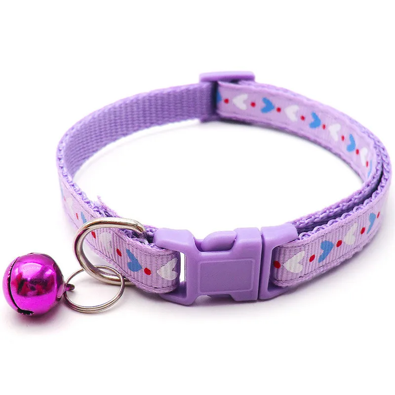 

Cat Dog Bells Collar Safety Adjustable Polypropylene Teddy Cat Collar 1.0cm Love Print Neck Strap Available In Multiple Colors