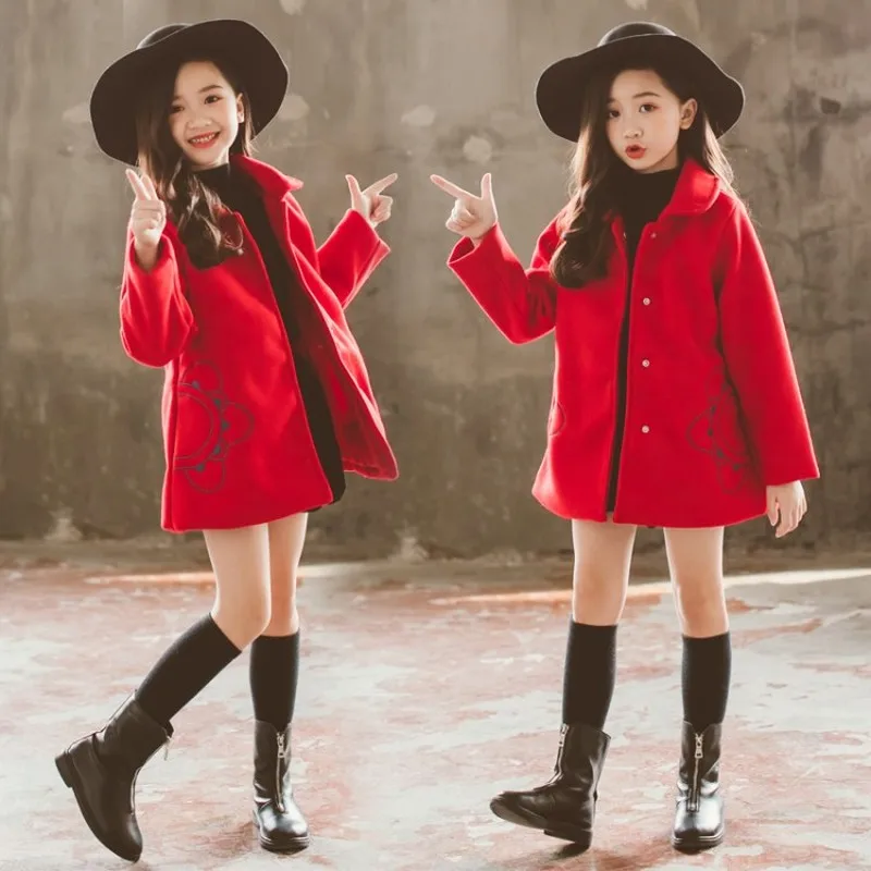 Одежда для девочек осень зима 2019 Новое Детское модное толстое теплое шерстяное