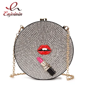 Роскошная акриловая вечерняя сумка со стразами для женщин, клатч с помадой, модная сумка на плечо с цепочкой, дамская сумочка, свадебные кошельки