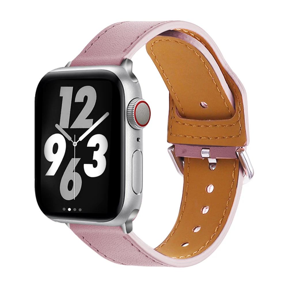 

Genuine leather loop strap for apple watch band 42mm 44mm series 5 4 watchband 38mm 40mm iwatch 3 21 correa bracelet Accessories