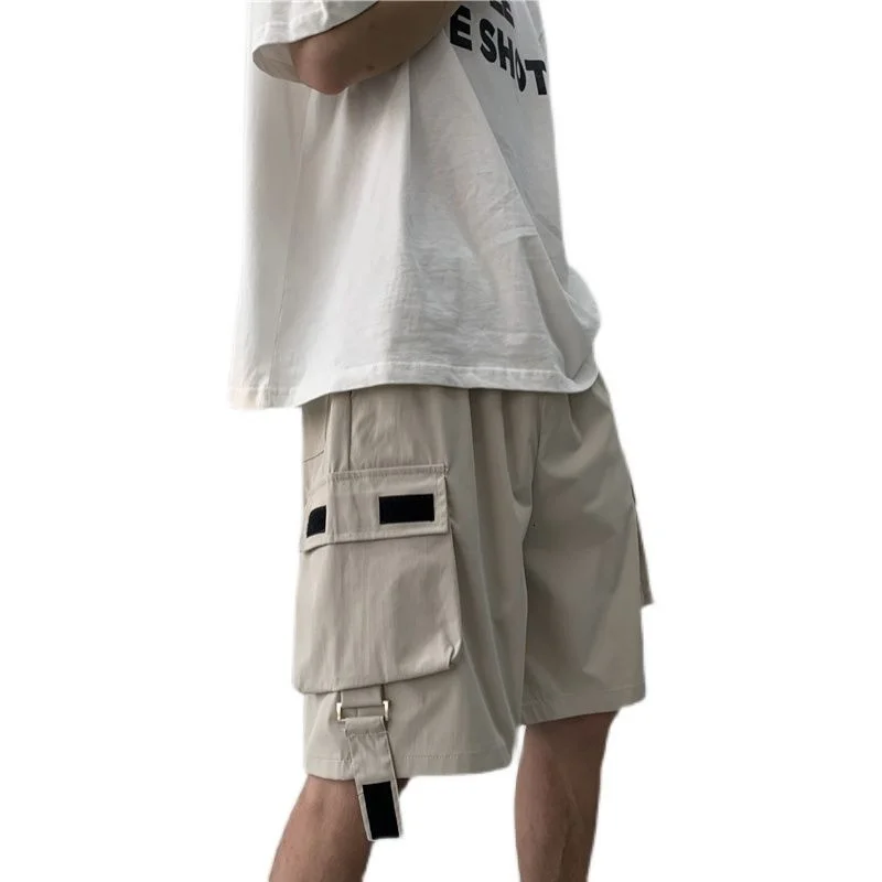 

Summer Thin Shorts Men's Fashion Gray Black Khaki Casual Shorts Men Streetwear Loose Hip-hop Pocket Cargo Shorts Mens M-2XL