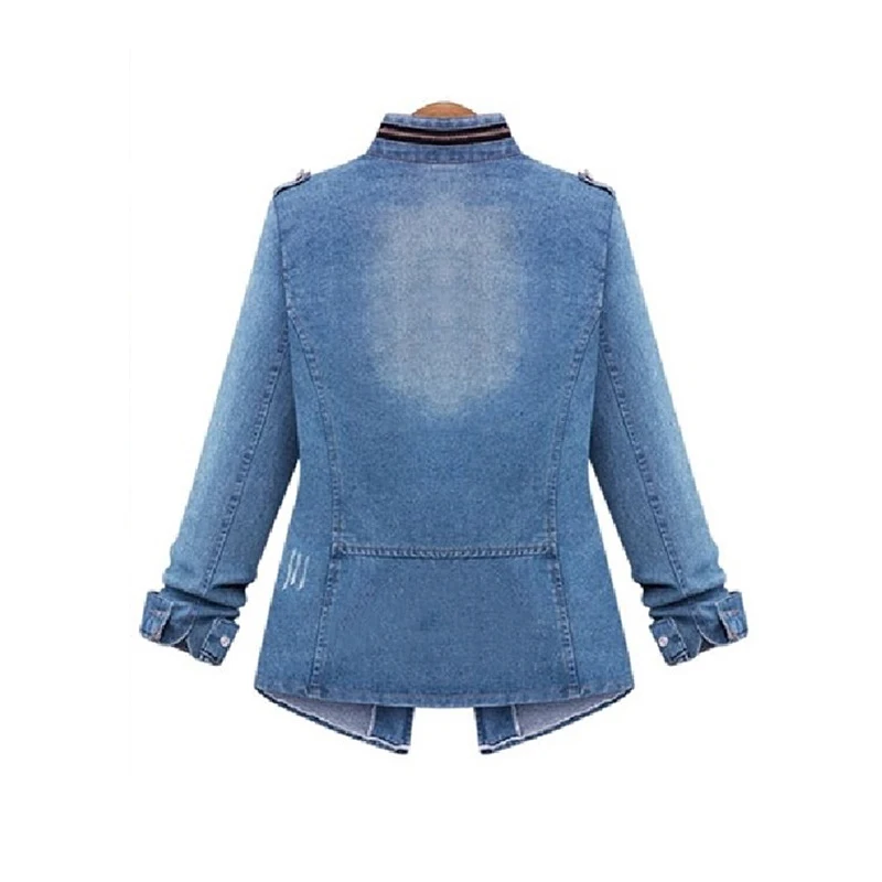 

Cowboy Coat Tight Skinny Women Jacket Autumn Slim Slimming Denim Coat Fashion Solid Color Vintage Zipper Women's Denim Jacket