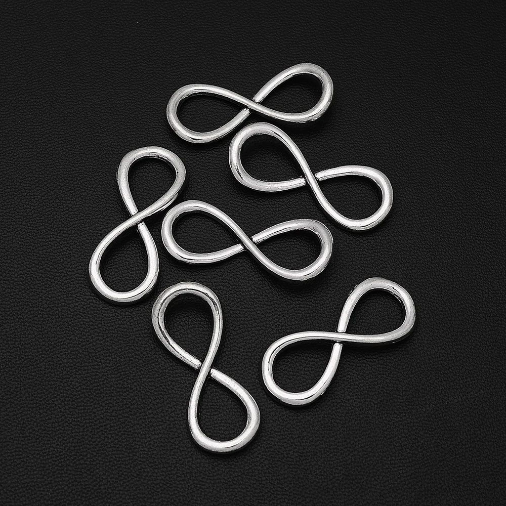 12 шт./лот 13x31 мм посеребренные соединители Infinity Love с античным покрытием подвески 8