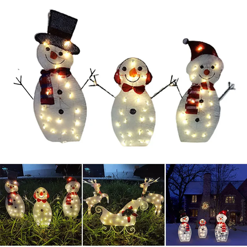 

Christmas Scene Ornament Cute Glowing Snowman Elk Statue Creative Xmas Party Decoration for Home Garden Courtyard TN88