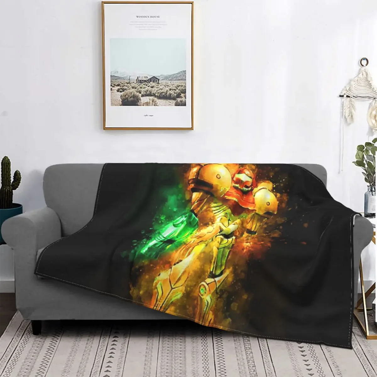 

Metroid-samus aran-prime Hunter-Manta a cuadros, colcha para cama, sofá, manta térmica, colcha, 220x240