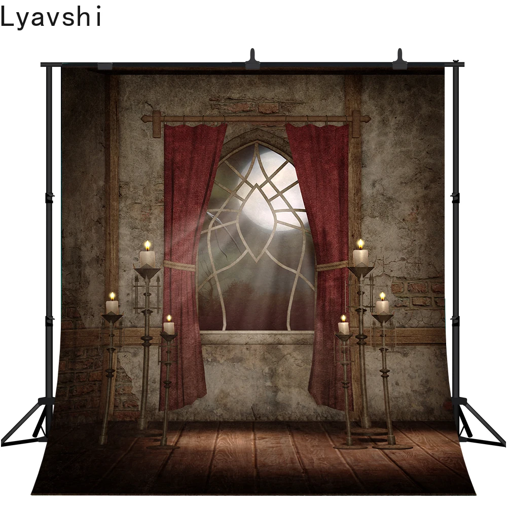 

Lyavshi фоны для фотосъемки с изображением старой комнаты арки окна занавеса фоны для фотосъемки на Хэллоуин Детский портрет Фотофон фотозона