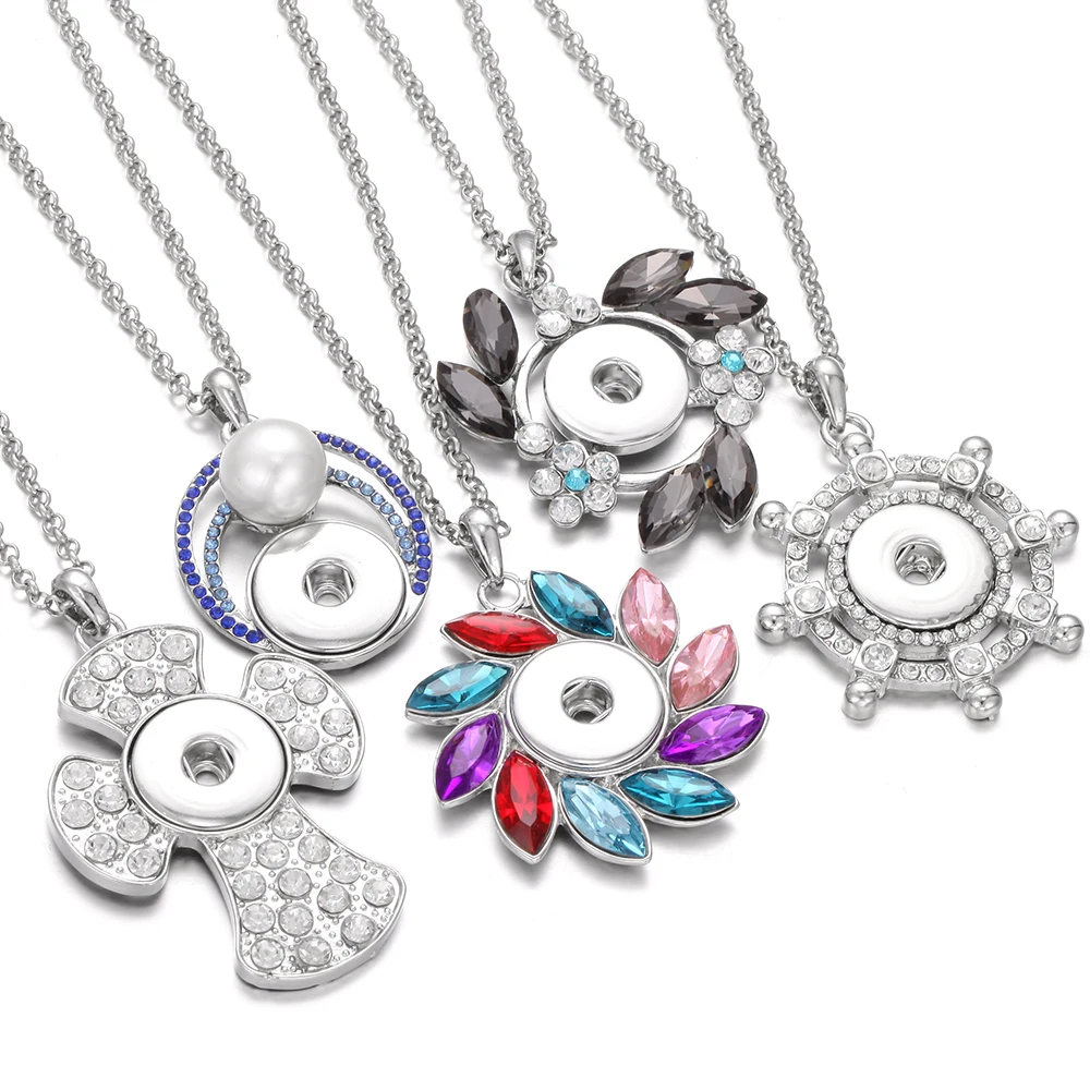 Новое ожерелье с защелкой s ювелирное сердце со стразами крест цветок кнопкой для