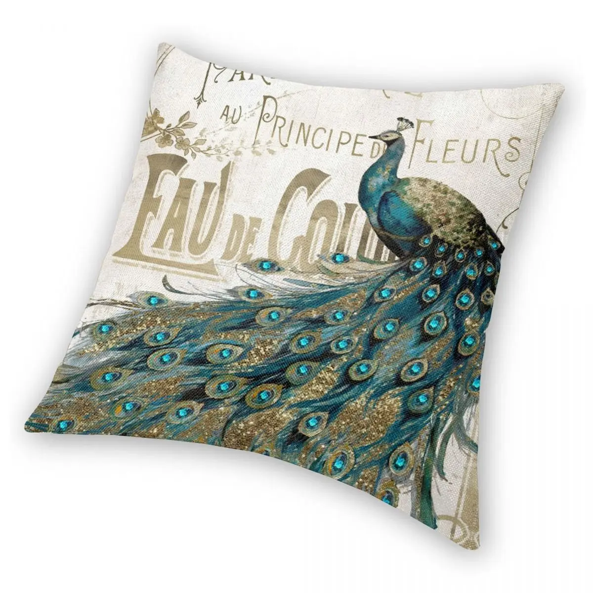 Чехол с изображением павлиньих украшений квадратной подушки из полиэстера и