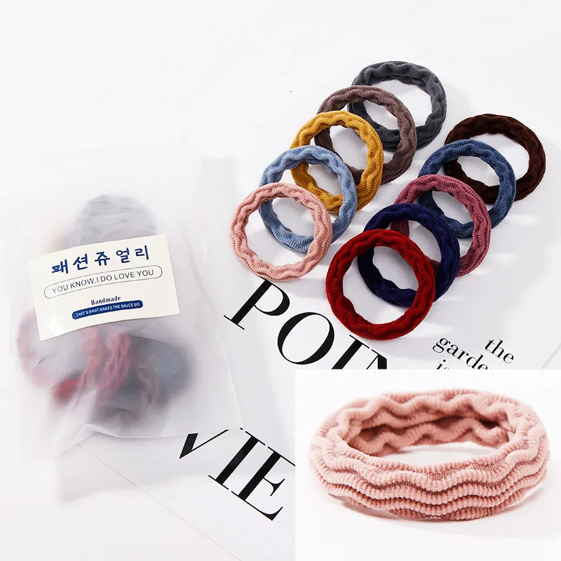 10pcs/Set New Women Basic Crude Elastic Hair Bands Ponytail Holder Scrunchie Headband Rubber Bands Fashion Hair Accessories