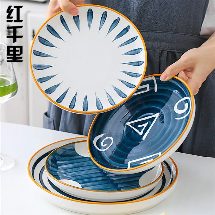 Керамическая посуда в японском стиле тарелка блюда для бифштекса с двойной