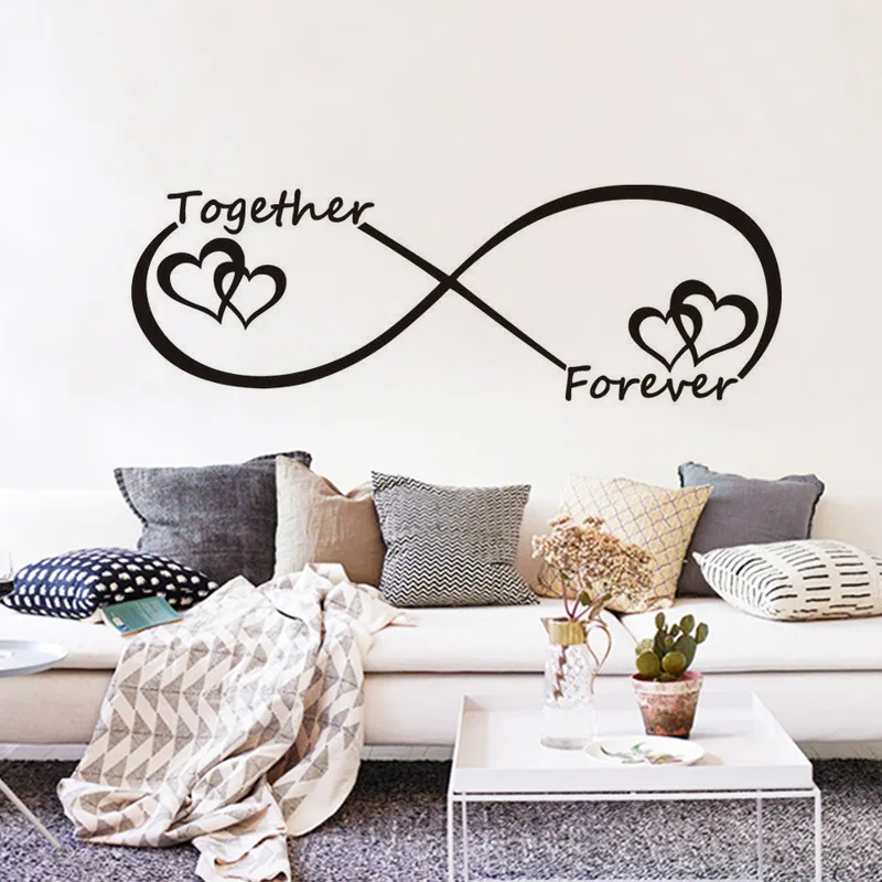 

2022 English Letter Heart Together Forever Alphabet Wall Sticker DIY Removable Bedroom Living Room Mural Art Home Decor