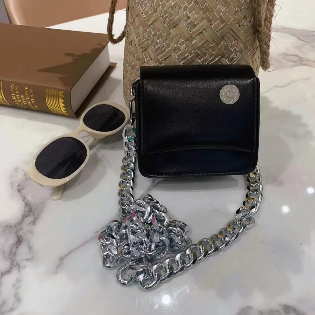 

Luxury Small Flap Shoulder Bag Designer Women Crossbody Bag Female Black Single Removable Wide Chain Mini PU Leather Coin Bag