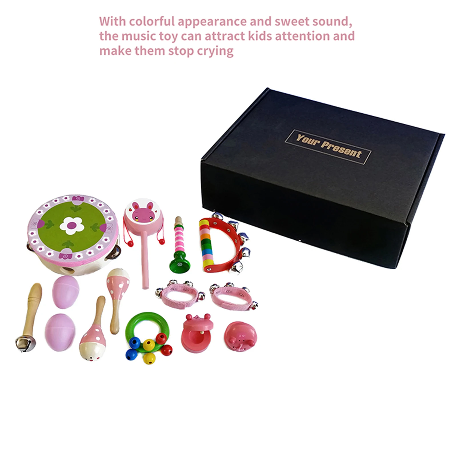 

1 Set Kids Musical Instruments Toy Set Roll Drum Instruments Band Kit Early Educational Toy Gift Baby Grasp Hand Bell Music Toys