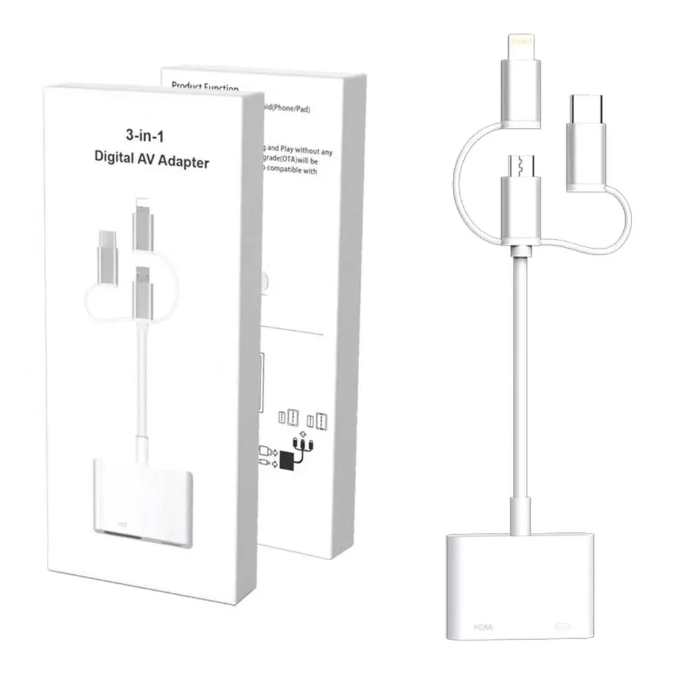 

For Lightning To Digital AV Cable Adapter 1080P HD Digital AV Adapter USB Cable Sync Screen HDMI Connector With Charging Port
