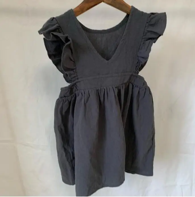 Осеннее хлопковое платье принцессы без рукавов с v-образным вырезом и сердечком