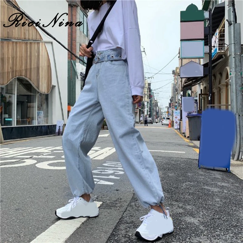 RICININA женские брюки высокая талия одноцветные свободные уличная одежда для