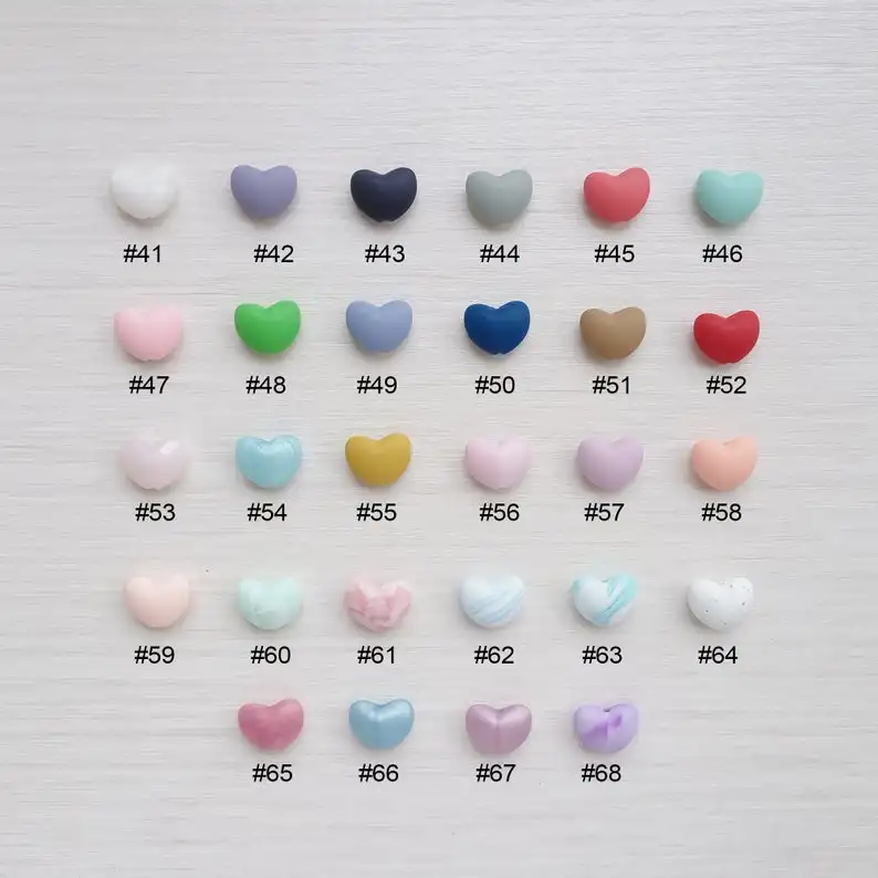 

Silicone Beads Heart Baby Silicone Teething Beads For Baby Teether Food Grade DIY Beads 50pcs