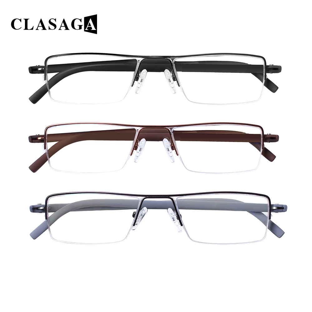

Clasaga Comfortable Half Frame Metal Hinge Men's Reading Glasses HD Reader Diopter +1.0+2.0+3.0+4.0+5.0+6.0