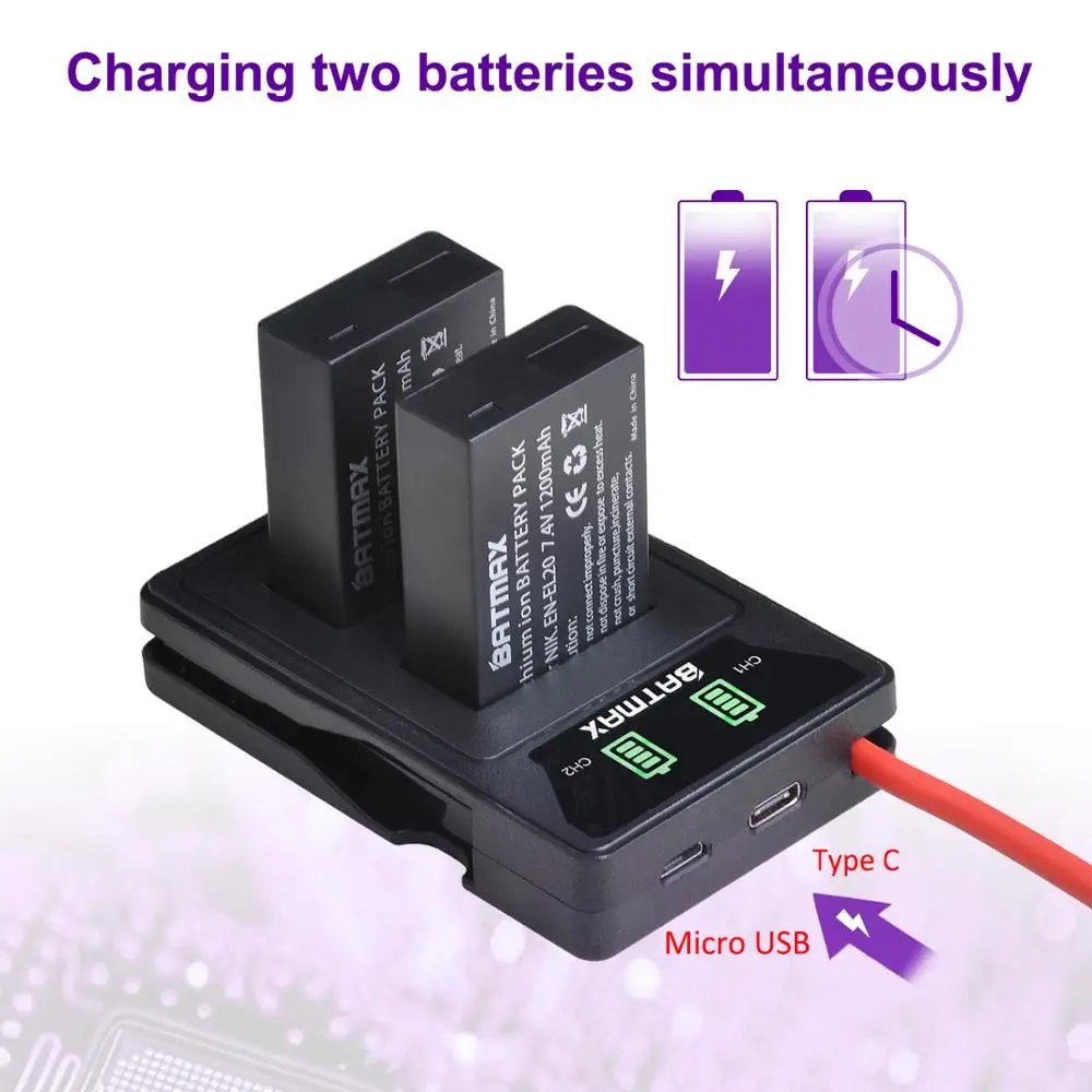 Аккумуляторное зарядное устройство Batmax двойное со светодиодной подсветкой с