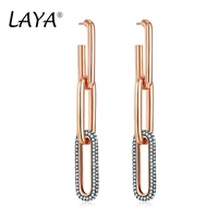 laya real 925 sterling silver bicolor statement earrings for women long dangle accessories luxury fine jewelry 2022 trend