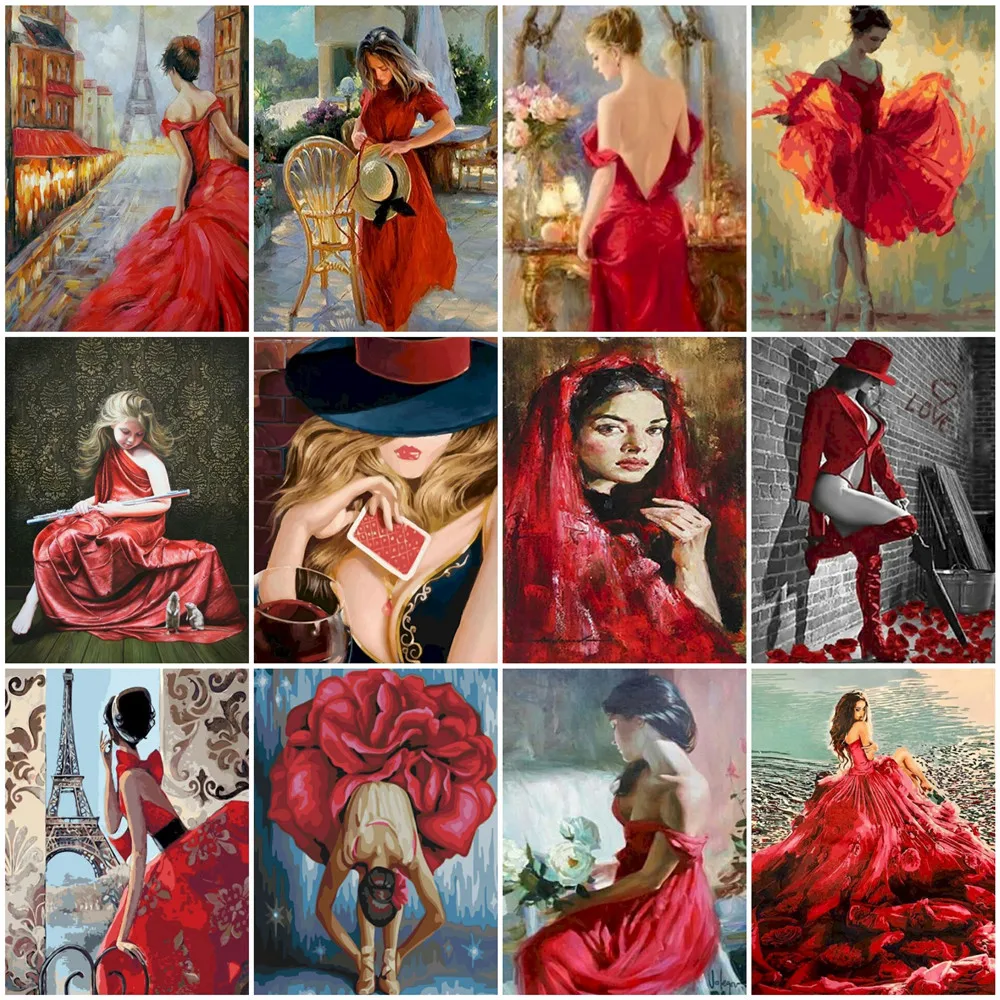 

Набор для рисования по номерам для девочек HUACAN, уникальный подарок, рамка для самостоятельного творчества, настенные картины по номерам, Же...