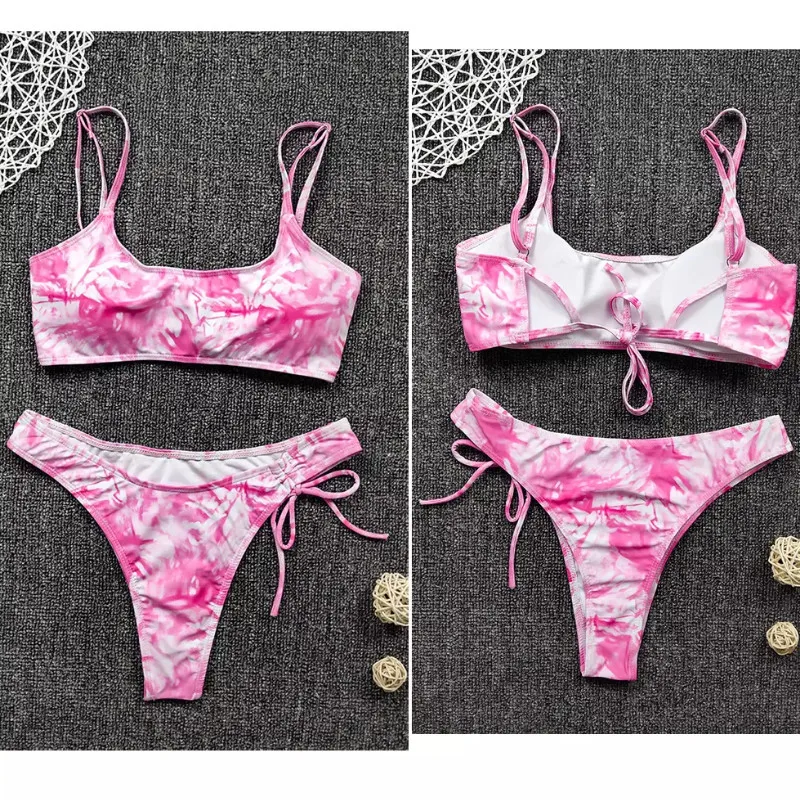 

Women Pink Bikinis Sexy Bandage One Piece Backless Swimsuit Female Bathing Suits Bodysuit Beachwear 2020 New Swimsuit Monokini