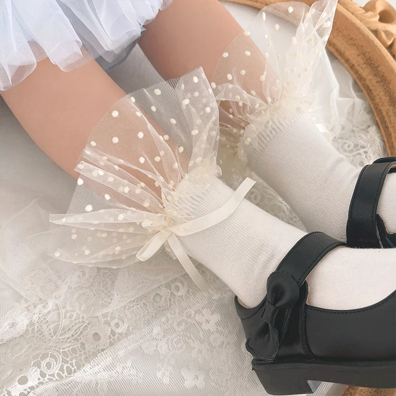 

Романтичные хлопковые носки со звездами для родителей и детей, мягкие японские Свободные носки в стиле сладкой Лолиты с бантом для сестры, м...