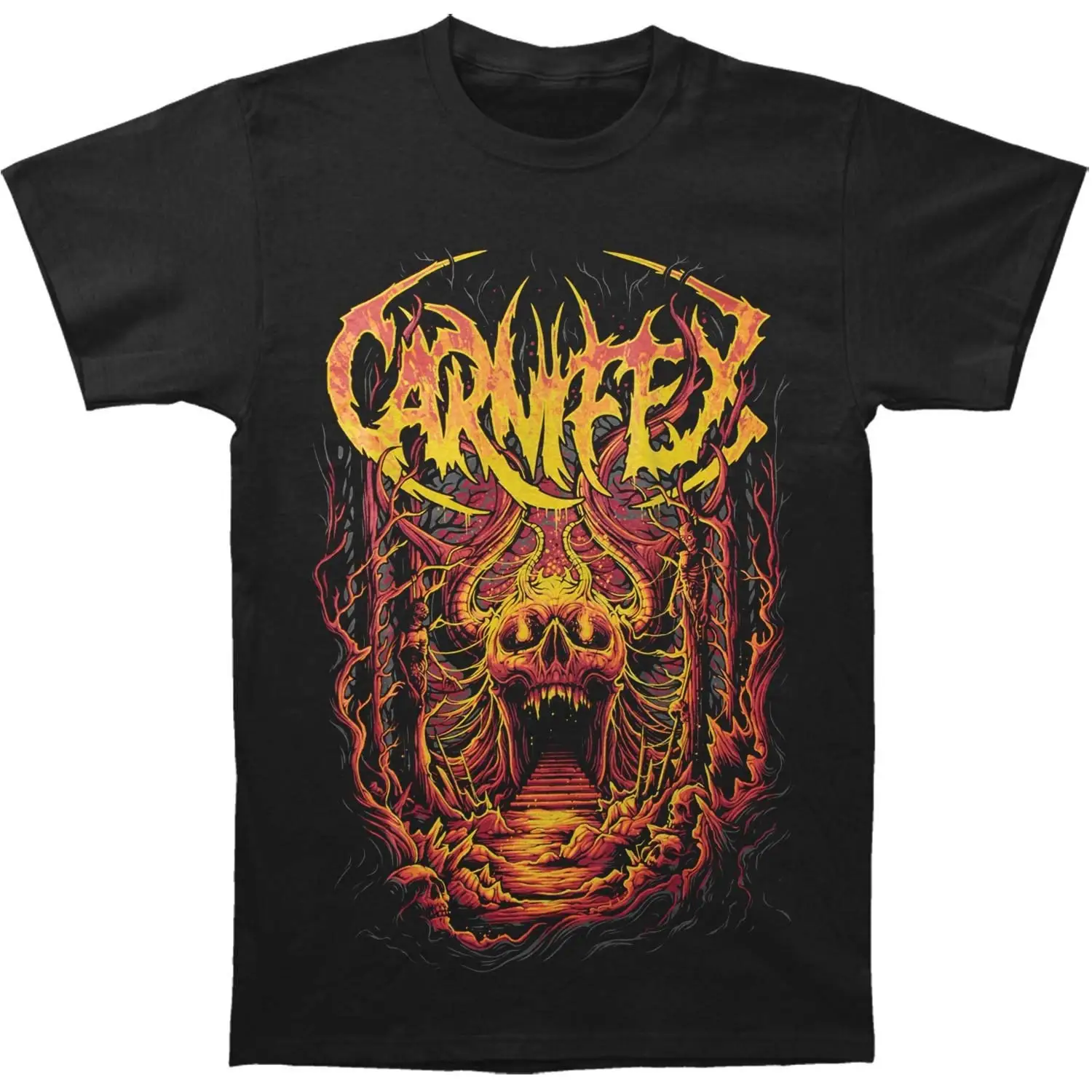 

20201 Carnifex Men Shirts Skull Cave T-Shirt Black New Pure Cotton Short Sleeves Hip Hop Fashion Mens TShirts Womeh Summer Tops