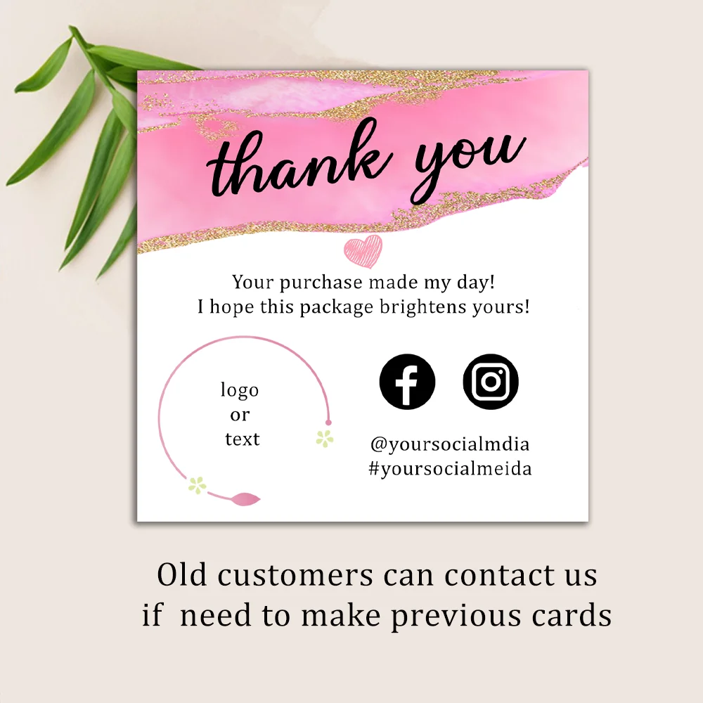Пользовательская Современная упаковка мини-карточка розовое золото спасибо за