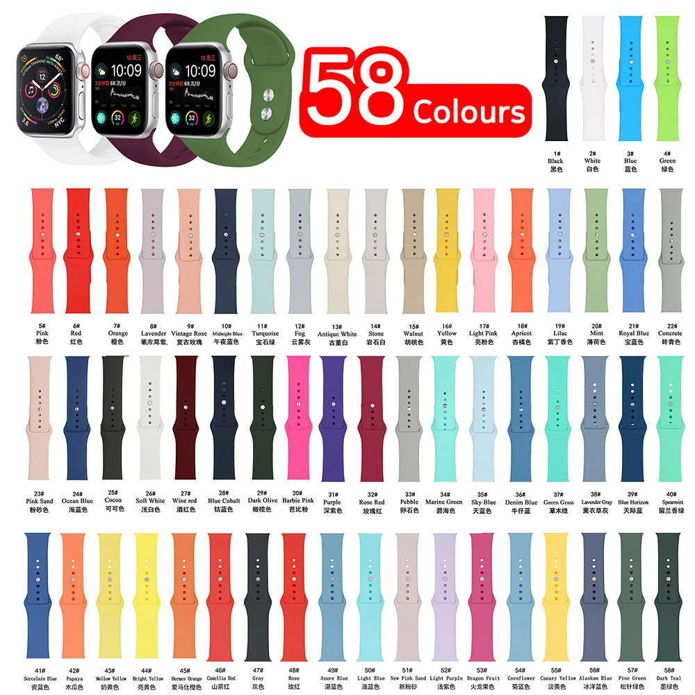 Силиконовый ремешок для Apple Watch 44 мм 40 iWatch Series 5 4 3 2 1 аксессуары умных часов|Ремешки