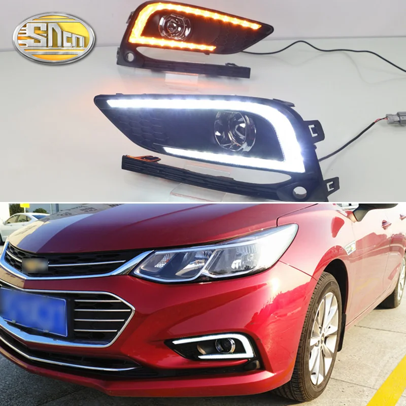 

Для Chevrolet Cruze 2016 2017 дневной ходовой светильник DRL светодиодный противотуманный фонарь крышка с желтыми функциями сигнала поворота