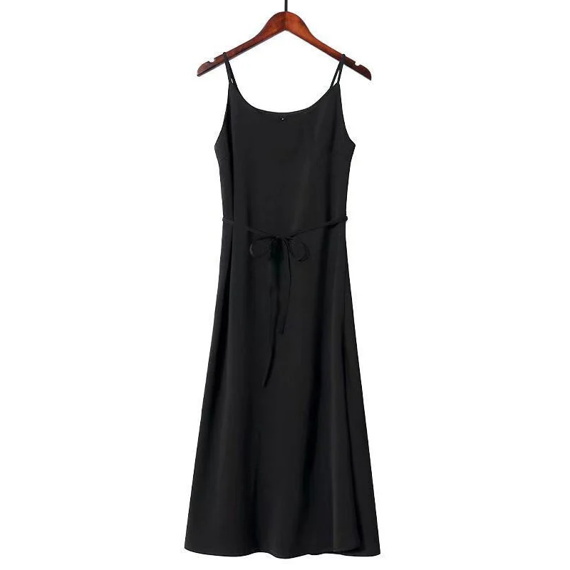 

Women's Dress Summer Spaghetti Long Retro Woman Solid Color Dress Bottoming Suspender Vestidos Dresses