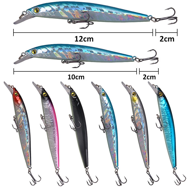 

1pcs Fishing Lures 10cm/12cm Minnow Lure Rattling High Quality Hard Bait Crank Bait Wobbler Fishing Tackle Leurre Peche for Pike