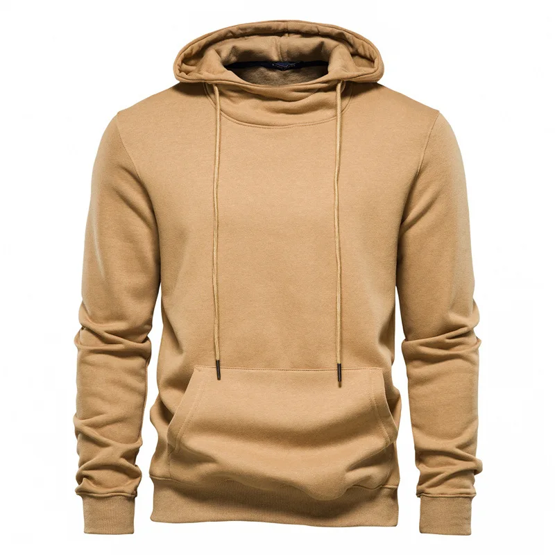 2021 autumn and winter new pullover casual men's solid color sports hoodie quality men's thick cotton sweater men clothing