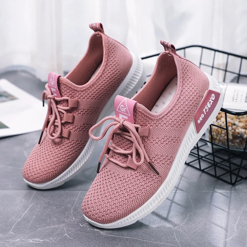 Кроссовки KATELVADI женские сетчатые легкие дышащие на шнуровке Нескользящие