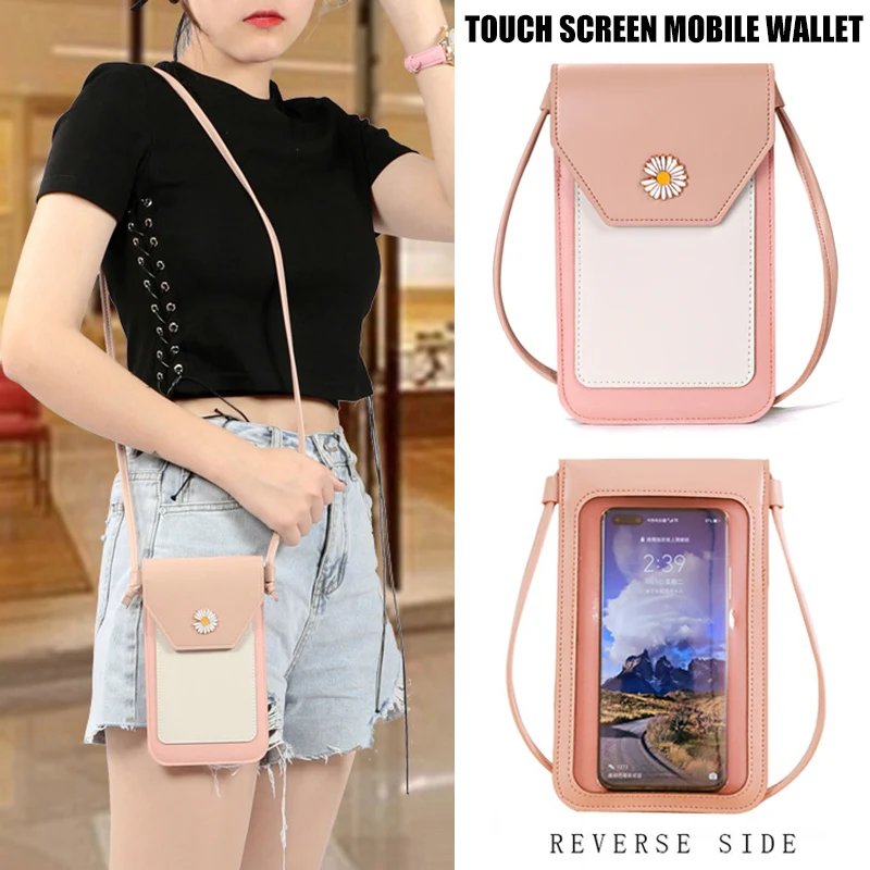 

Fashional Women Shoulder Crossbody Bag Durable PU Leather Magnetic Buckle For Mobile Phone Cards 12x20x0.5CM