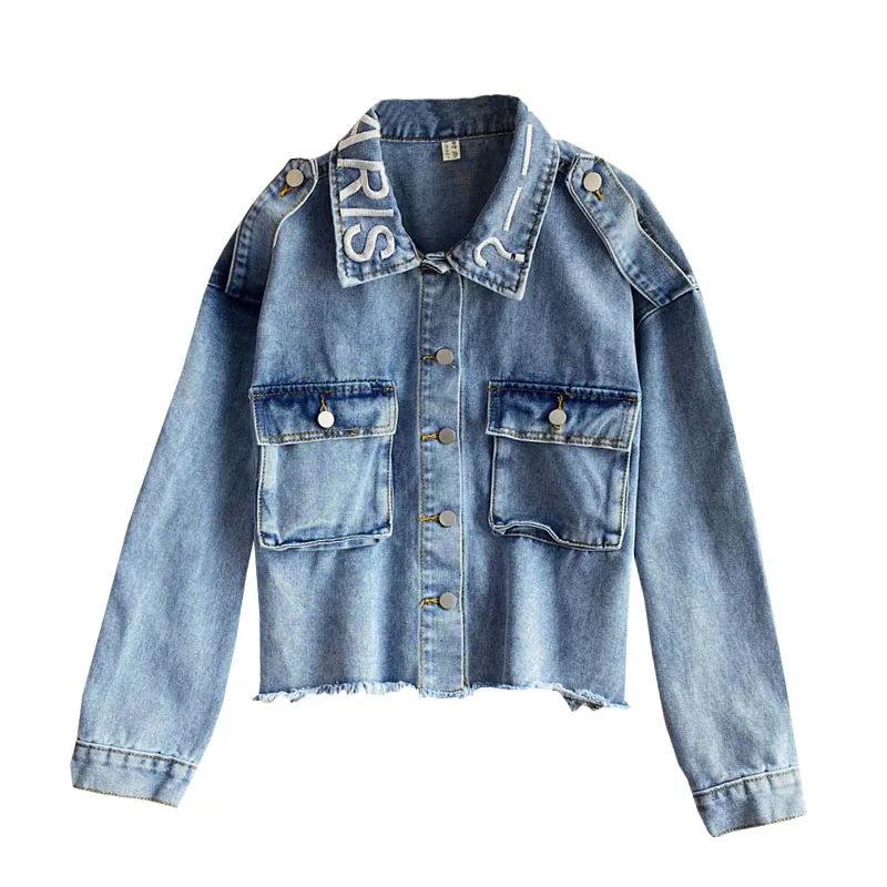 

European new spring 2021 letters printing loose tassel cowboy short coat female leisure jacket