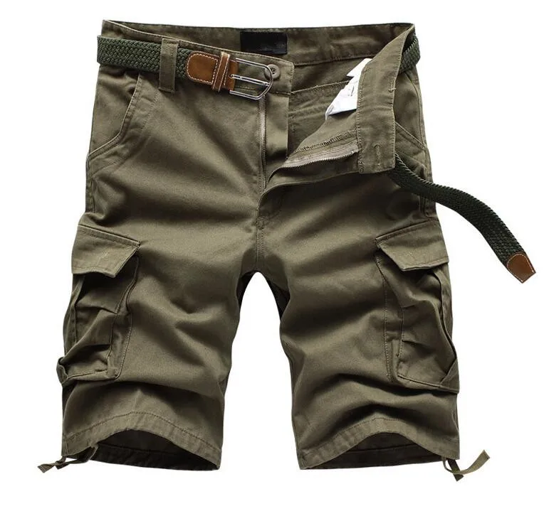 

2021 Summer Men's Baggy Multi Pocket Military Cargo Shorts Male Cotton Khaki Mens Tactical Shorts Short Pants 29-42 No Belt D