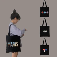 shopper bag customizable fabric letter cute canvas shoper bags shoulder anime printed womens tote large black tote bag